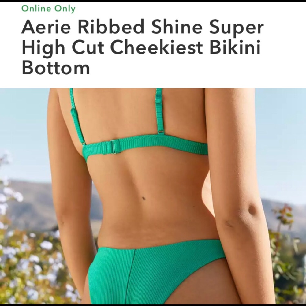 Aerie Ribbed Shine Emerald Bikini Bundle